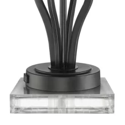 360 Lighting Heather Modern Accent Table Lamps Set Of 2 With Square Risers 22 1/2" High Iron USB And AC Power Outlet In Base Off White Glass For Desk -Light Up Deals Store GUEST 540fc094 2743 40d9 896a 91bf2d75d8ab