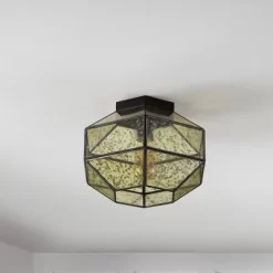 12.5" 1-Light Evelyn Vintage Farmhouse Iron/Glass LED Flush Mount Oil Rubbed Bronze - JONATHAN Y -Light Up Deals Store GUEST 562e148f da5a 422c a319 4a68e70d3a54