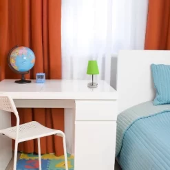 10.5" Petite Metal Stick Bedside Table Desk Lamp In Sand Nickel With Fabric Shade Green - Creekwood Home -Light Up Deals Store GUEST 5635a17c 8930 43fe 9d7f b73f6a12a28c