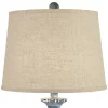 Regency Hill Tanya Country Cottage Table Lamps 26 1/2" High Set Of 2 Blue Wash Burlap Linen Drum Shade For Bedroom Living Room Bedside Nightstand Home