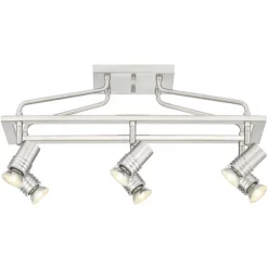 Pro Track Sven 6-Head LED Ceiling Track Light Fixture Kit Spot Light GU10 Silver Brushed Nickel Finish Metal Modern Cage Kitchen Bathroom 22" Wide -Light Up Deals Store GUEST 5735e566 32f4 47e6 aca3 7e42545ad81c