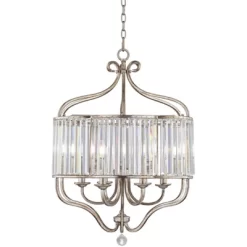 Vienna Full Spectrum Stella Antique Soft Silver Chandelier 22" Wide French Crystal Glass 6-Light Fixture For Dining Room House Foyer Kitchen Island -Light Up Deals Store GUEST 581f9ba0 d118 466a 91fc 946df71fe875
