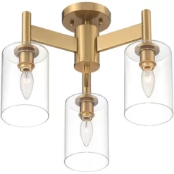 Possini Euro Design Lantico Modern Ceiling Light Semi Flush Mount Fixture 17" Wide Gold 3-Light Clear Glass For Bedroom Kitchen Living Room Hallway -Light Up Deals Store GUEST 588bdcb7 6e47 47c6 abca ad84875dee6a