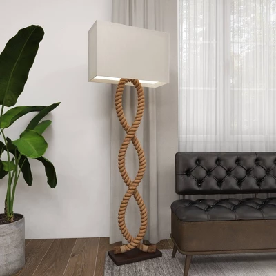 Rustic Jute Floor Lamp Brown - Olivia & May 6 Rustic Jute Floor Lamp Brown - Olivia & May - Image 6