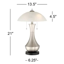 360 Lighting Simon Modern Accent Table Lamps Set Of 2 21" High Silver With USB Charging Port White Glass Dome Shade For Bedroom Living Room House Desk -Light Up Deals Store GUEST 59be30bd 9312 4556 be94 da36f3f8f371