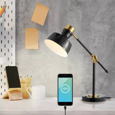 18.5" Allegra Farmhouse Adjustable Cantilever Task Lamp With USB Charging Port (Includes LED Light Bulb) - JONATHAN Y 5 18.5" Allegra Farmhouse Adjustable Cantilever Task Lamp With USB Charging Port (Includes LED Light Bulb) - JONATHAN Y - Image 5