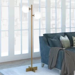 70.5' Floor Lamp With Milk Glass Orb Shade In Gold - Henn&Hart -Light Up Deals Store GUEST 5b3eed70 d93b 42b2 b848 ee1dab6c4634