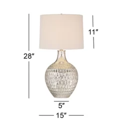 360 Lighting Waylon Modern Table Lamp 28" Tall Textured Mercury Glass Off White Tapered Drum Shade For Bedroom Living Room Bedside Nightstand Office -Light Up Deals Store GUEST 5bf090a1 36cf 48cf a0a1 028d6ce81919