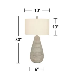 360 Lighting Julio Modern Table Lamp 30" Tall Natural Gray Ceramic Oatmeal Drum Shade For Bedroom Living Room Bedside Nightstand Office Kids House -Light Up Deals Store GUEST 5bf60fcf 1b75 4f0d ad0a 209b050248bb
