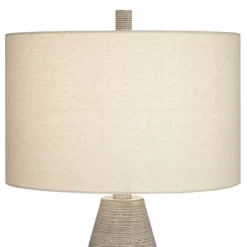 360 Lighting Julio Modern Table Lamp 30" Tall Natural Gray Ceramic Oatmeal Drum Shade For Bedroom Living Room Bedside Nightstand Office Kids House -Light Up Deals Store GUEST 5e6e8bdb 1c96 48d8 9c0a 521b4d841d7f