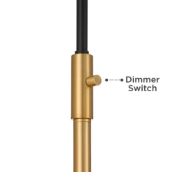 Possini Euro Design Tarrah Mid Century Modern 63" Tall Chairside Arc Floor Lamp Gold Black Metal Clear Glass Shade For Living Room House -Light Up Deals Store GUEST 5fdd3f6a 2906 4028 af93 13a02082d8a8