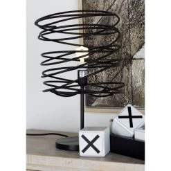 Metal Accent Lamp With Ring Shade Black - Olivia & May