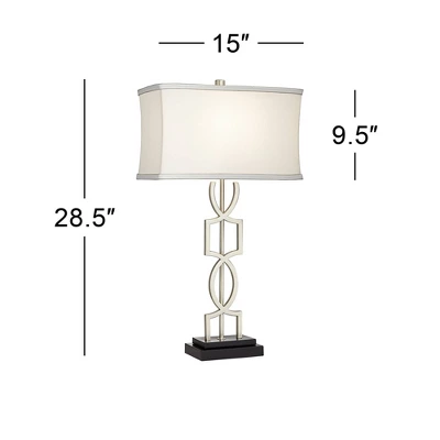 360 Lighting Evan Modern Table Lamps 28 1/2" Tall Set Of 2 Brushed Nickel With USB Charging Port White Rectangular Shade For Bedroom Living Room House 5 360 Lighting Evan Modern Table Lamps 28 1/2" Tall Set Of 2 Brushed Nickel With USB Charging Port White Rectangular Shade For Bedroom Living Room House - Image 5