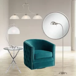 360 Lighting Ridley Modern Floor Lamp Standing 61" Tall Satin Nickel Metal Adjustable Gooseneck Arm For Living Room Reading Bedroom Office House Home -Light Up Deals Store GUEST 612ac612 cf79 4957 a03e 387361ba256a