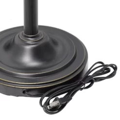 Torchiere Floor Lamp With Reading Light And Marble Glass Shades Restoration Bronze And Amber - Lalia Home -Light Up Deals Store GUEST 62a5a86b 03f1 4c51 8525 0cd47db7f05b