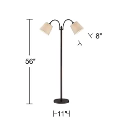 360 Lighting Modern Floor Lamp 56" Tall Dark Bronze Twin Arm Adjustable Gooseneck Neutral Cotton Drum Shade For Living Room Reading Bedroom -Light Up Deals Store GUEST 63806d4e 2dea 47da ab81 dd260c5fe2d0