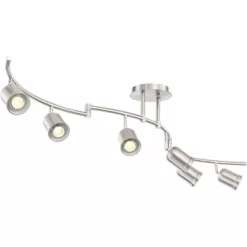 Pro Track Rhodes 6-Head LED Ceiling Track Light Fixture Kit Spot Light GU10 Silver Brushed Nickel Finish Metal Modern Kitchen Bathroom Dining 63" Wide -Light Up Deals Store GUEST 64882156 99fc 486f ae66 e337f5bb852f