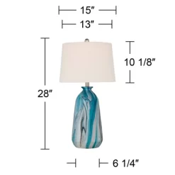 360 Lighting Carlton Modern Coastal Table Lamps 28" Tall Set Of 2 Swirling Blue Faux Marble White Tapered Drum Shade For Bedroom Living Room Bedside -Light Up Deals Store GUEST 6583631e 7494 4d80 8b0f 421c3afa93a2