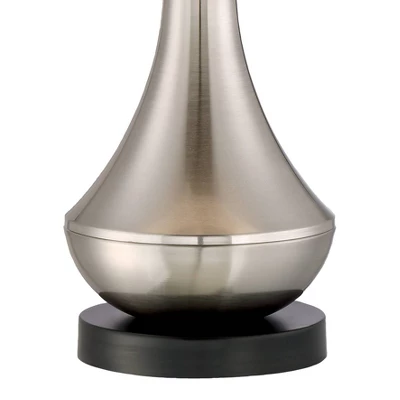 360 Lighting Simon Modern Table Lamps 25 1/2" High Set Of 2 Brushed Nickel With USB Charging Port Ivory Linen Shade For Bedroom Living Room House Desk 3 360 Lighting Simon Modern Table Lamps 25 1/2" High Set Of 2 Brushed Nickel With USB Charging Port Ivory Linen Shade For Bedroom Living Room House Desk - Image 3