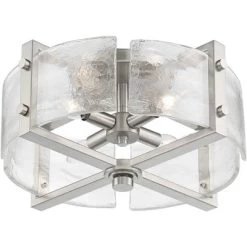 Possini Euro Design Prane Modern Industrial Ceiling Light Semi Flush Mount Fixture 17" Wide Brushed Nickel 4-Light Warped Glass For Bedroom Kitchen 12 Possini Euro Design Prane Modern Industrial Ceiling Light Semi Flush Mount Fixture 17" Wide Brushed Nickel 4-Light Warped Glass For Bedroom Kitchen -Light Up Deals Store GUEST 67a99e33 3ded 4f1c 8926 ed44f24e2ae9