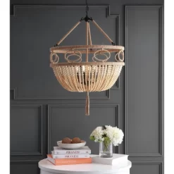 Whitley Pendant Brown Wooden Finish/Dark Gray - Safavieh -Light Up Deals Store GUEST 69140ec6 5255 44c6 80f3 e7891a0feb69