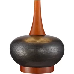 360 Lighting Andi Modern Mid Century Table Lamp 24 1/2" High Hammered Brown Ceramic Red Oak Wood Off White Shade For Bedroom Living Room Bedside Desk -Light Up Deals Store GUEST 6d7bc6c6 bfe9 4cb9 a63c 3a781b6d4320