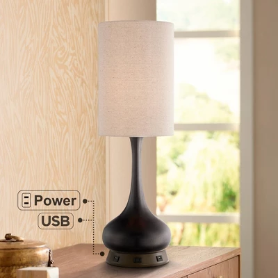 360 Lighting Modern Table Lamp With USB And AC Power Outlet Workstation Charging Base 24.5" High Espresso Bronze Droplet Living Room Desk Office 1 360 Lighting Modern Table Lamp With USB And AC Power Outlet Workstation Charging Base 24.5" High Espresso Bronze Droplet Living Room Desk Office