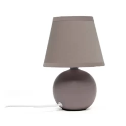 8.66" Petite Ceramic Orb Base Bedside Table Desk Lamp With Matching Tapered Drum Fabric Shade Gray - Creekwood Home -Light Up Deals Store GUEST 6f0ab48c 1ddd 406e 955b d31ae672c5f2