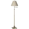 360 Lighting Swing Arm Floor Lamp 70" Tall Antique Brass Fine Burlap Cotton Blend Fabric Empire Shade For Living Room Reading Office