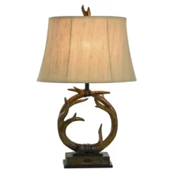 Dalton Brown Antler Table Lamp With Beige Hardback Fabric Shade - StyleCraft -Light Up Deals Store GUEST 7281c9f6 1e0c 4f0f a2fc 13135c6dfb3e