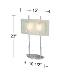 Possini Euro Design Charles Street Modern Desk Lamp 23" High Chrome Satin Nickel Frosted Slump Glass Shade For Bedroom Living Room Bedside Nightstand -Light Up Deals Store GUEST 72f5eda7 e445 4ef1 bab7 c99c49fe11e9