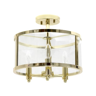3-Light 13" Industrial Farmhouse Glass/Metallic Accented Semi-flushmount Ceiling Light - Lalia Home 11 3-Light 13" Industrial Farmhouse Glass/Metallic Accented Semi-flushmount Ceiling Light - Lalia Home - Image 11