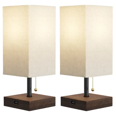 Small Table Lamp Set With Wood Base – Set Of 2 Modern Rectangle Lights With LED Bulb IncludeDecor Living Room, Bedroom, Or Home Office By Lavish Home 5 Small Table Lamp Set With Wood Base – Set Of 2 Modern Rectangle Lights With LED Bulb IncludeDecor Living Room, Bedroom, Or Home Office By Lavish Home - Image 5