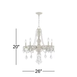Kathy Ireland Chateau De Conde Antique Rubbed White Pendant Chandelier 26" Wide French Crystal 5-Light Fixture For Dining Room House Kitchen Island -Light Up Deals Store GUEST 76ccc7b0 d15f 4e93 9aa9 8ffe977898dd