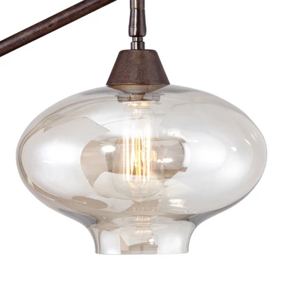 Franklin Iron Works Modern Industrial Desk Lamp 29" Tall With USB Charging Port Bronze Metal Cognac Glass Shade For Bedroom Living Room House Bedside 2 Franklin Iron Works Modern Industrial Desk Lamp 29" Tall With USB Charging Port Bronze Metal Cognac Glass Shade For Bedroom Living Room House Bedside - Image 2