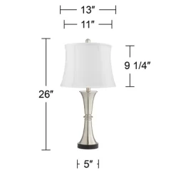 360 Lighting Seymore Modern Table Lamps 26" High Set Of 2 White Softback With USB Charging Port LED Touch On Off Silver Drum Shade For Bedroom Desk -Light Up Deals Store GUEST 78d69c4f 48d7 45b1 b724 41d5484e8b1d