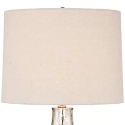 360 Lighting Waylon Modern Table Lamp 28" Tall Textured Mercury Glass Off White Tapered Drum Shade For Bedroom Living Room Bedside Nightstand Office -Light Up Deals Store GUEST 78e484cc 8f76 4878 86e2 89516aa1d308