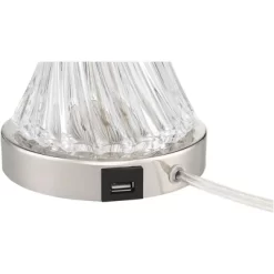 Regency Hill Luca Modern Table Lamps 25 1/2" High Set Of 2 Clear Glass With USB Charging Ports Dimmers White Fabric Drum Shade For Bedroom House Desk -Light Up Deals Store GUEST 798cf970 bda5 457a a52a 1cad493ac225