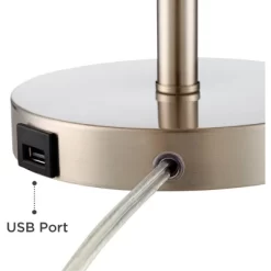 360 Lighting Heyburn Modern Accent Table Lamps 20" High Set Of 2 Brushed Nickel With USB And AC Power Outlet In Base White Cylinder Shade For Desk -Light Up Deals Store GUEST 7afcd9c2 38ba 45db 9d8f 97492bd56cb6