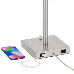 360 Lighting Andre Modern Table Lamps 26 3/4" High Set Of 2 Metal With USB And AC Power Outlet In Base Table Top Dimmers White Drum Shade For Desk -Light Up Deals Store GUEST 7b1d6fe1 49d6 4005 8319 277d1ca1818b