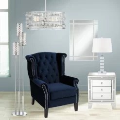 Possini Euro Design Smart Polished Nickel Chandelier 20" Wide Modern Drum Clear Crystal 6-Light Fixture For Dining Room House Foyer Kitchen Island -Light Up Deals Store GUEST 7cb58b6e 77ea 4707 a753 ccf6f51f636c