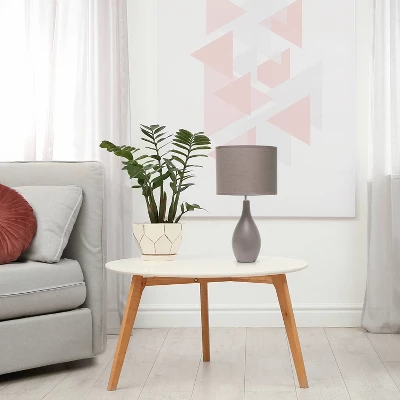 18.11" Traditional Standard Ceramic Dewdrop Table Desk Lamp With Matching Fabric Shade Gray - Creekwood Home 4 18.11" Traditional Standard Ceramic Dewdrop Table Desk Lamp With Matching Fabric Shade Gray - Creekwood Home - Image 4