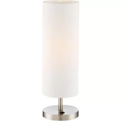 360 Lighting Heyburn Modern Accent Table Lamps 20" High Set Of 2 Brushed Nickel With USB And AC Power Outlet In Base White Cylinder Shade For Desk -Light Up Deals Store GUEST 7dab853c 7b66 47df a821 8333e869dc97