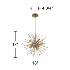 Possini Euro Design Janae Warm Gold Sputnik Chandelier 18" Wide Modern Crystal 9-Light Fixture For Dining Room House Foyer Kitchen Island Entryway -Light Up Deals Store GUEST 7f180e9f 7fb2 4d29 a779 cdeacf24585c