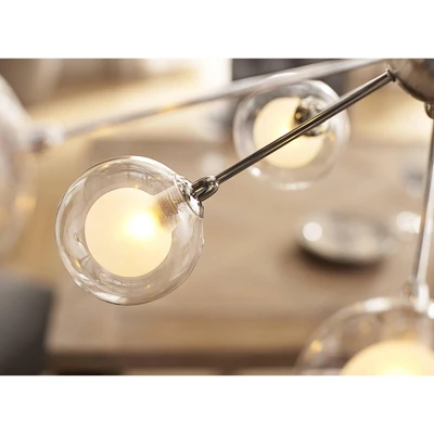Possini Euro Design Spheres Chrome Chandelier 30" Wide Mid Century Modern Sputnik Glass Shade 15-Light Fixture For Dining Room House Kitchen Island 8 Possini Euro Design Spheres Chrome Chandelier 30" Wide Mid Century Modern Sputnik Glass Shade 15-Light Fixture For Dining Room House Kitchen Island - Image 8