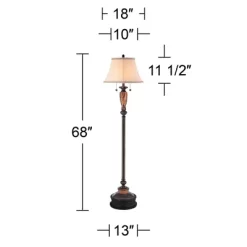 Kathy Ireland Sonnett Vintage Rustic Floor Lamp With Black Riser 68" Tall Bronze Metal Faux Marble Ivory Linen Bell Shade For Living Room Bedroom Home -Light Up Deals Store GUEST 7f675379 86ee 4c6e 9896 e5a27060f7d2