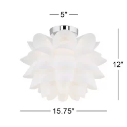 Possini Euro Design Modern Ceiling Light Semi Flush Mount Fixture 15 3/4" Wide White Flower For Bedroom Kitchen Living Room Hallway Bathroom House -Light Up Deals Store GUEST 805483ca a05e 4115 b5ea 29bd54d64fed