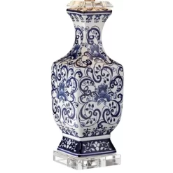 Barnes And Ivy Table Lamps 28" Tall Set Of 2 Porcelain Blue Floral Jar Geneva White Drum Shade For Living Room Family Bedroom Bedside -Light Up Deals Store GUEST 82209bea 8669 44b0 a591 66283e6c7dc6