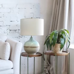 Bayside Horizon Table Lamp With Fabric Shade White/Light Blue - Lalia Home -Light Up Deals Store GUEST 831f2829 4ee5 42d2 83dd 3432753cb245