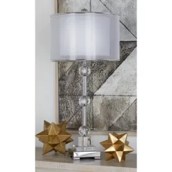 Glass Table Lamp With Drum Shade Silver - Olivia & May -Light Up Deals Store GUEST 835e2e0f c4c4 4f9d b9e1 22d5d98692eb